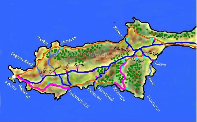palamutbükü knidos yürüyüş haritası